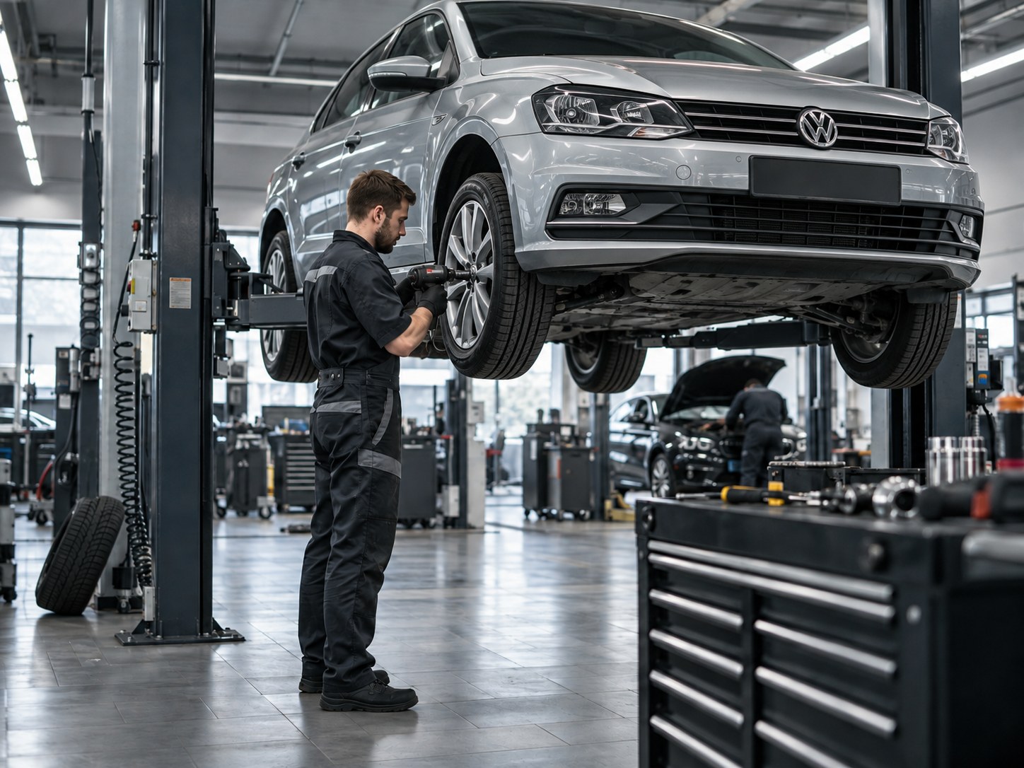 Volkswagen Polo — Замена передних тормозных дисков и колодок